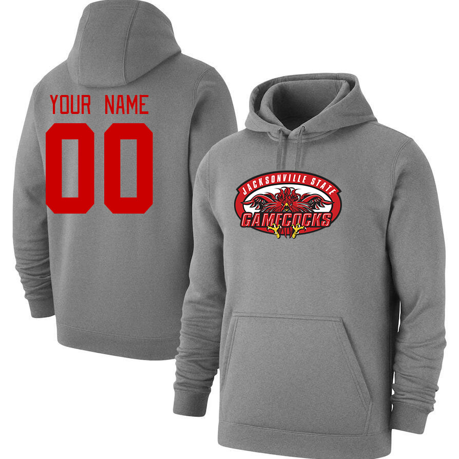 Custom Jacksonville State Gamecocks Name And Number Hoodies-Grey